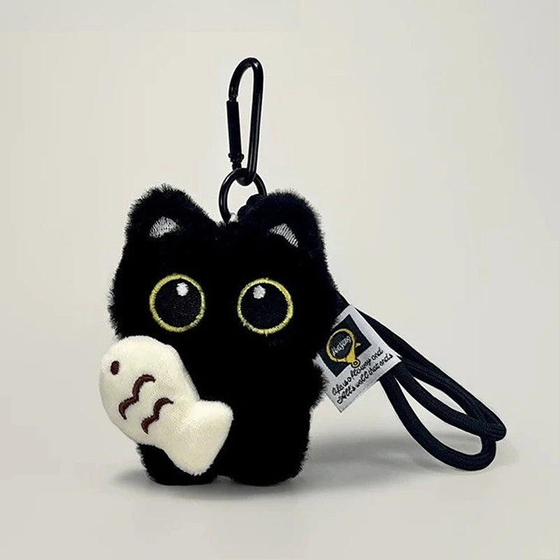 Adorable Plush Black Cat Doll Keychain | Cute Backpack Pendant