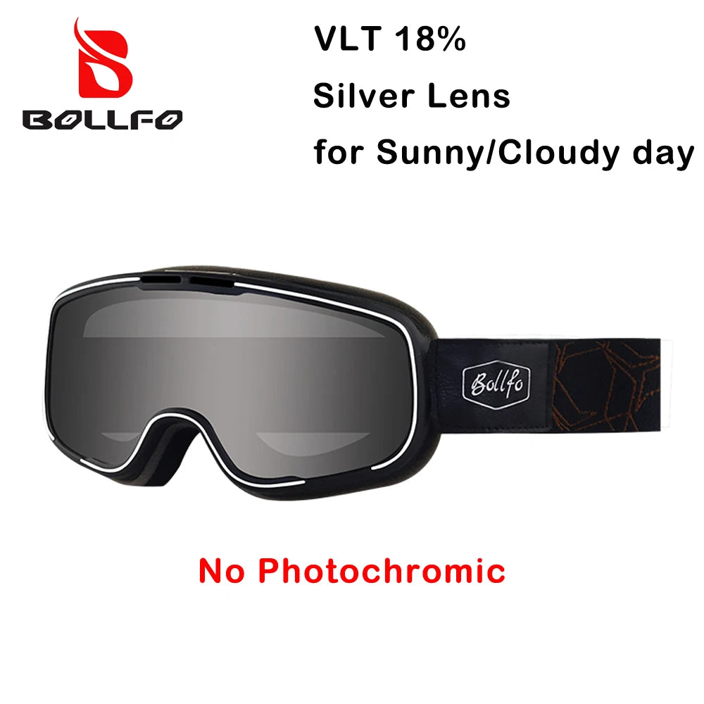 BOLLFO Photochromic Motorcycle Goggles Motorbike Eyewear OTG UV Protection Auto-tinting ATV Glasses Windproof Dirt Bike Goggles
