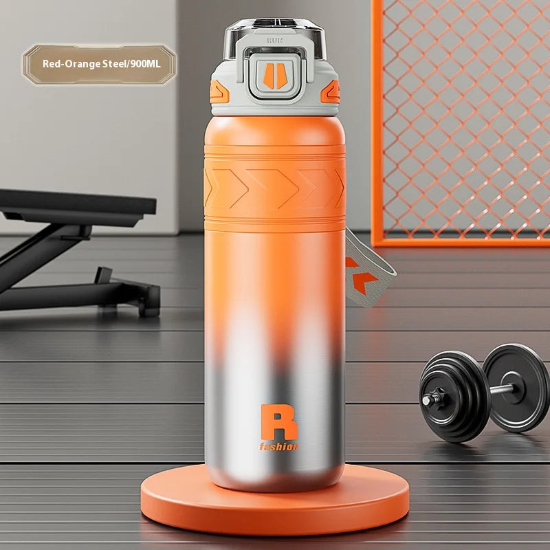 Large-Capacity Sports Straw Water Bottle | Portable Stainless Steel Cup