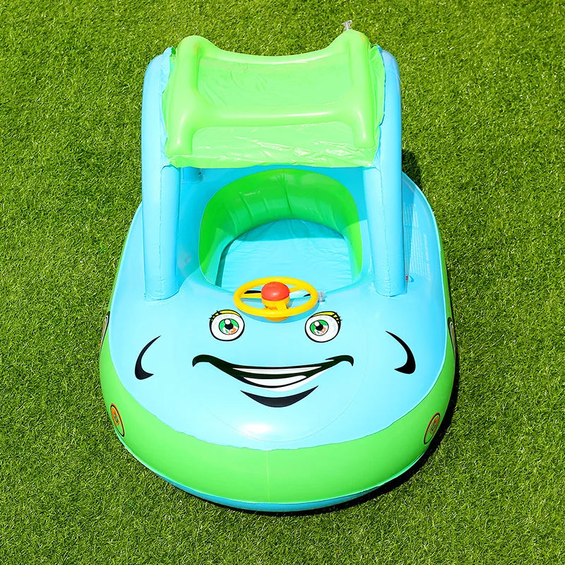 Inflatable Baby Swim Ring with Sun Shade | Toddler Pool Fun