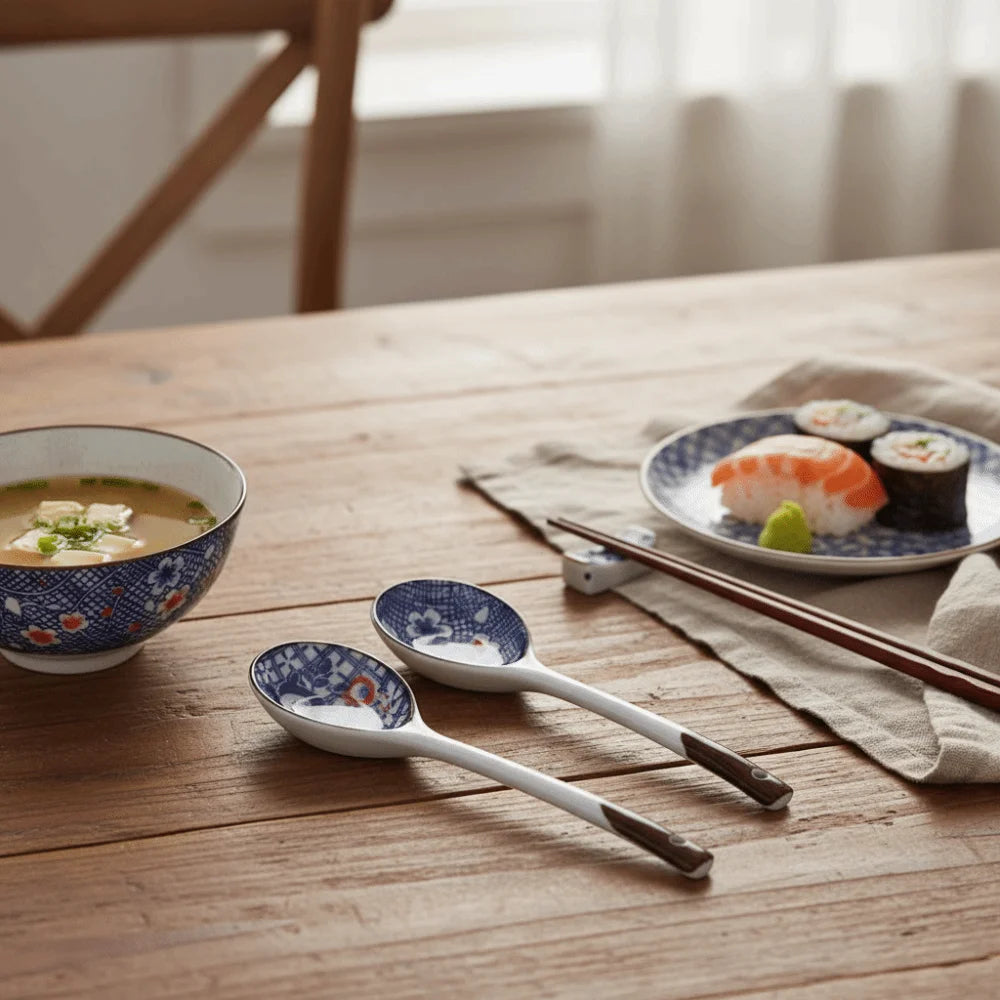 Ceramic Soup Spoon Gift Set | Hand-Painted Elegance for Dining