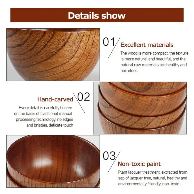 Japanese Style Wooden Bowl | Elegant Natural Tableware