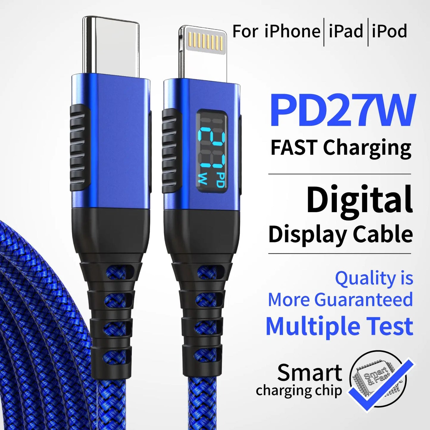 MFi-Certified USB-C to Lightning Fast Charging Cable with LED Display