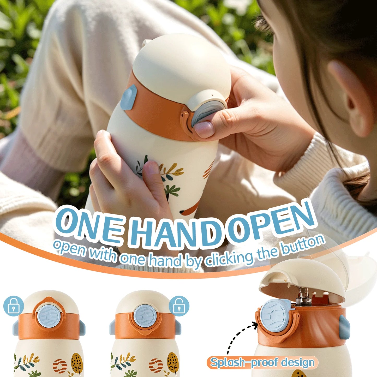 400ml Kids Water Bottle with Cartoon Design | Insulated & Portable
