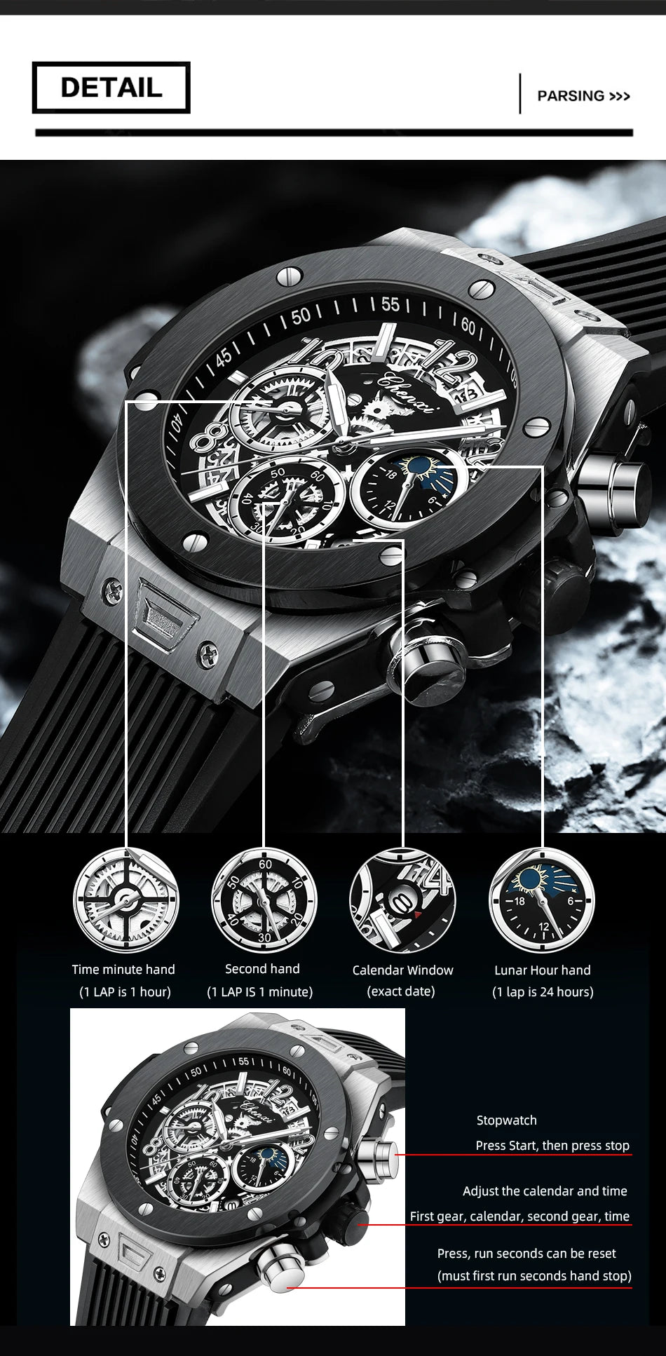 Men's Multifunctional Waterproof Sports Watch | Luminous Quartz Timepiece