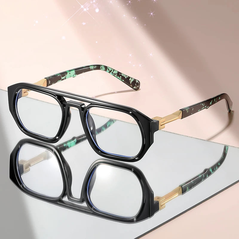 Minimalist Double-Beam Flat Glasses | Stylish Pilot Eyewear