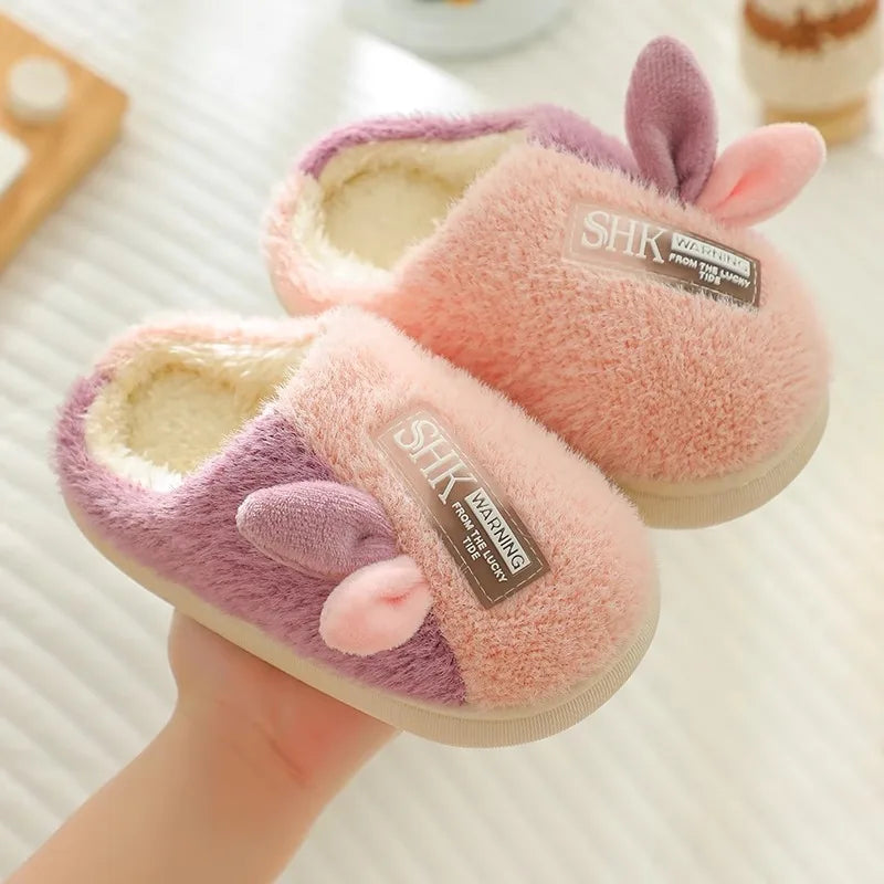 Cute Animal Print Plush Slippers for Kids | Cozy Indoor Shoes