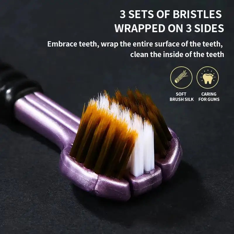 New 1PCS/2PCS/4PCS/8PC Three Sided Soft Bristled Toothbrush Adult Household Cleaning Gingival Protection Advanced Toothbrush