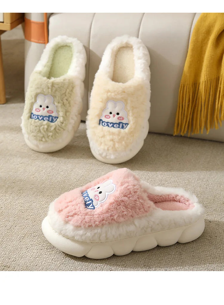 Women's Cute Cartoon Rabbit Plush Slippers | Cozy Indoor Footwear