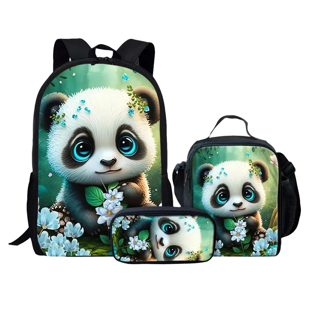 Anime Panda Print Backpack | Trendy School Bag for Kids