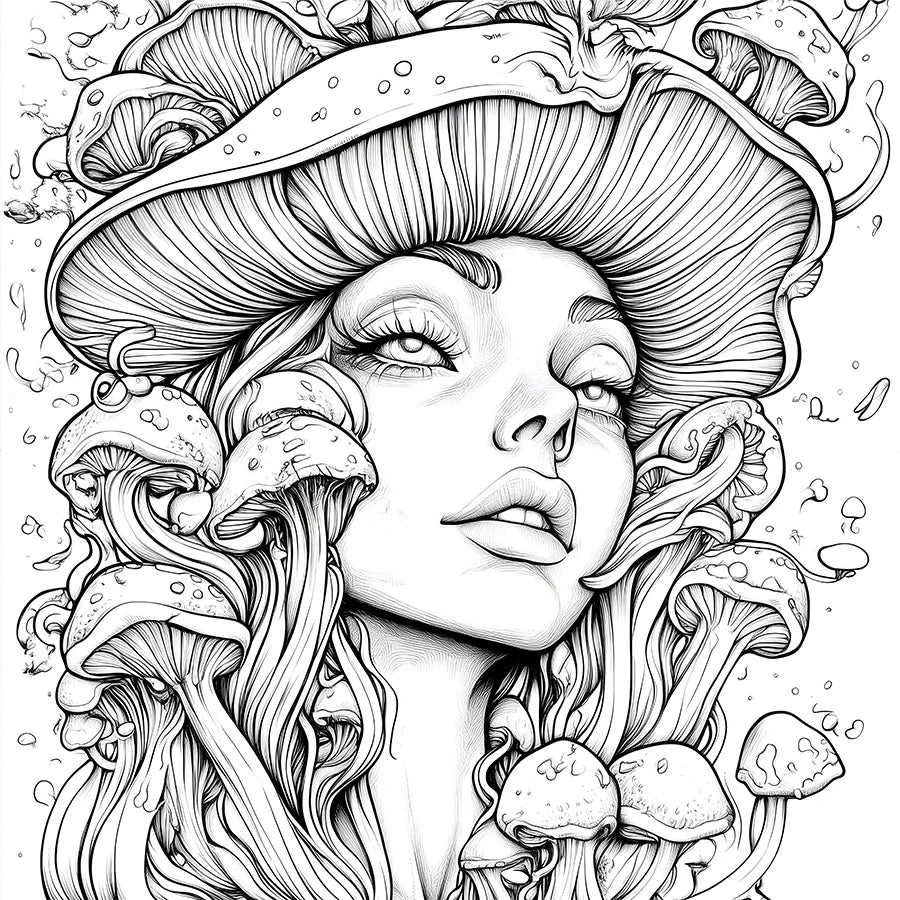 Mushroom World Coloring Book | Stress Relief & Creative Fun
