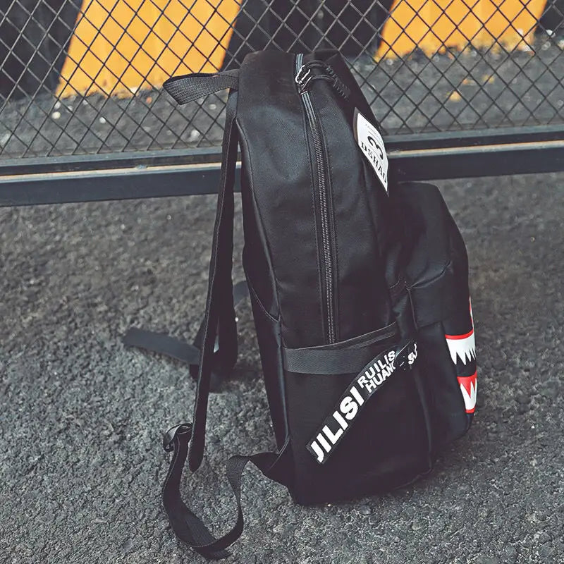 Fashion large back packs for girls boys black wateproof school Backpacks woman shark print travel bags mochilas escolar