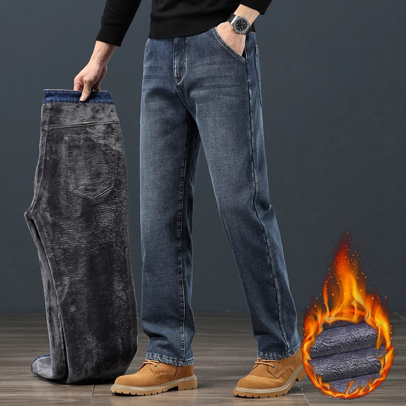 Winter Fleece Men's Jeans | Stylish Warm Denim for Cold Weather