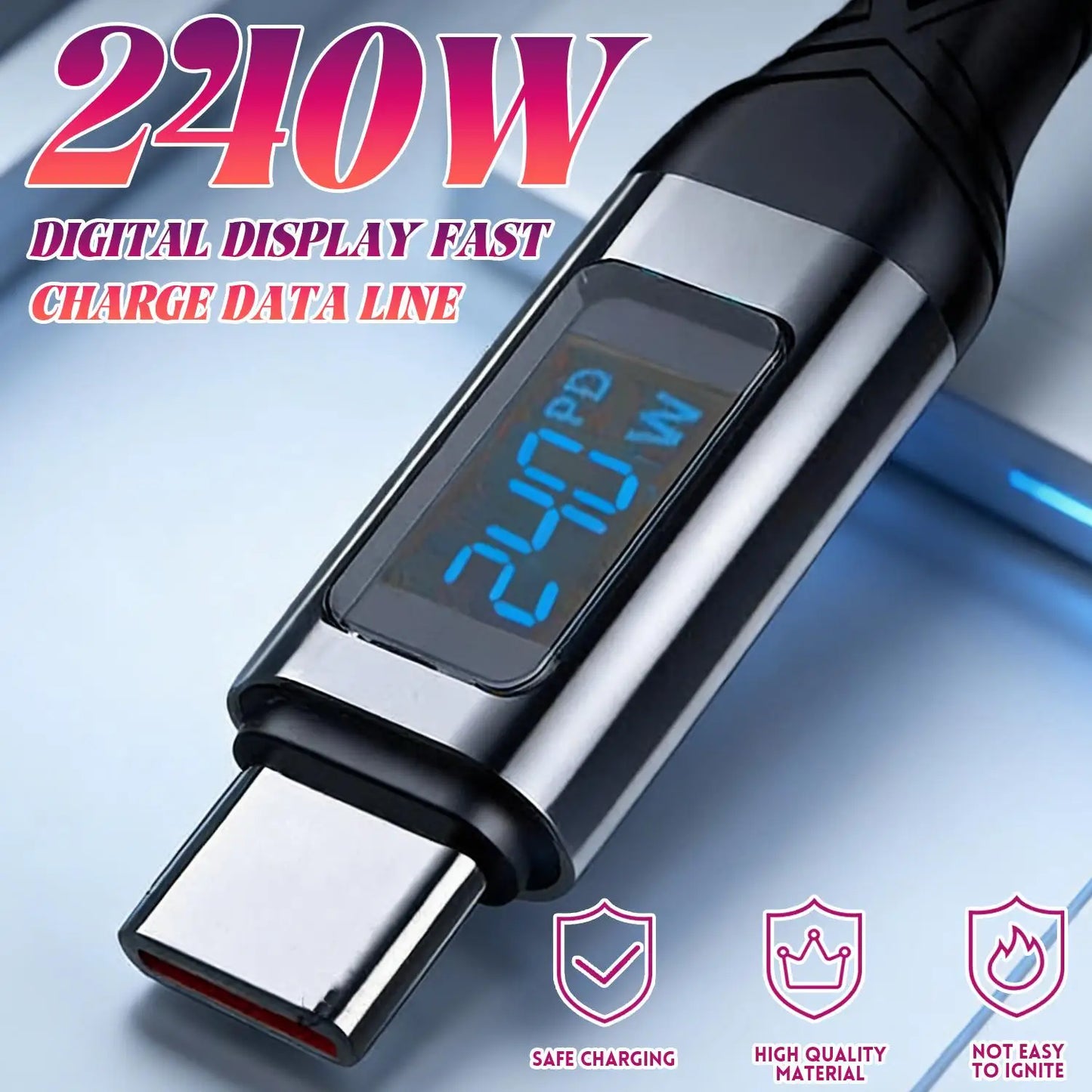 240W Super Fast Charging USB Type-C Cable for All Devices