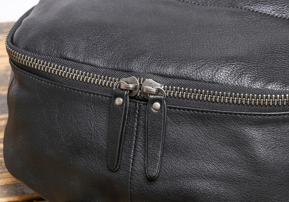 Men's Genuine Leather Double-Shoulder Backpack | Large Laptop Travel Bag