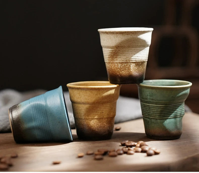Creative Japanese Retro Ceramic Coffee Mugs | Stylish Latte Cups