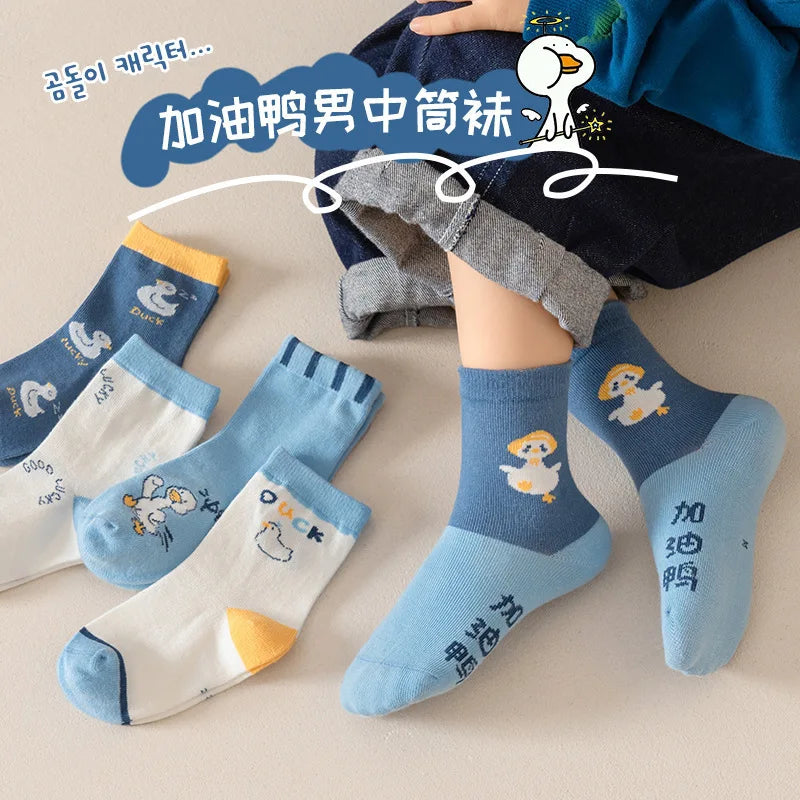 Kids Cartoon Duck Mid Tube Socks | Soft & Fun Socks for Boys
