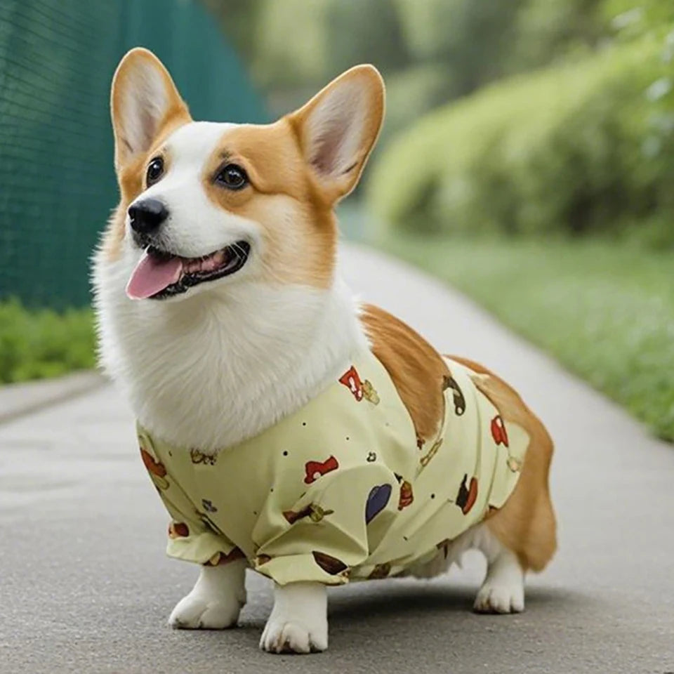 Waterproof Pet Pants | Summer Full Print Corgi Dog Clothing