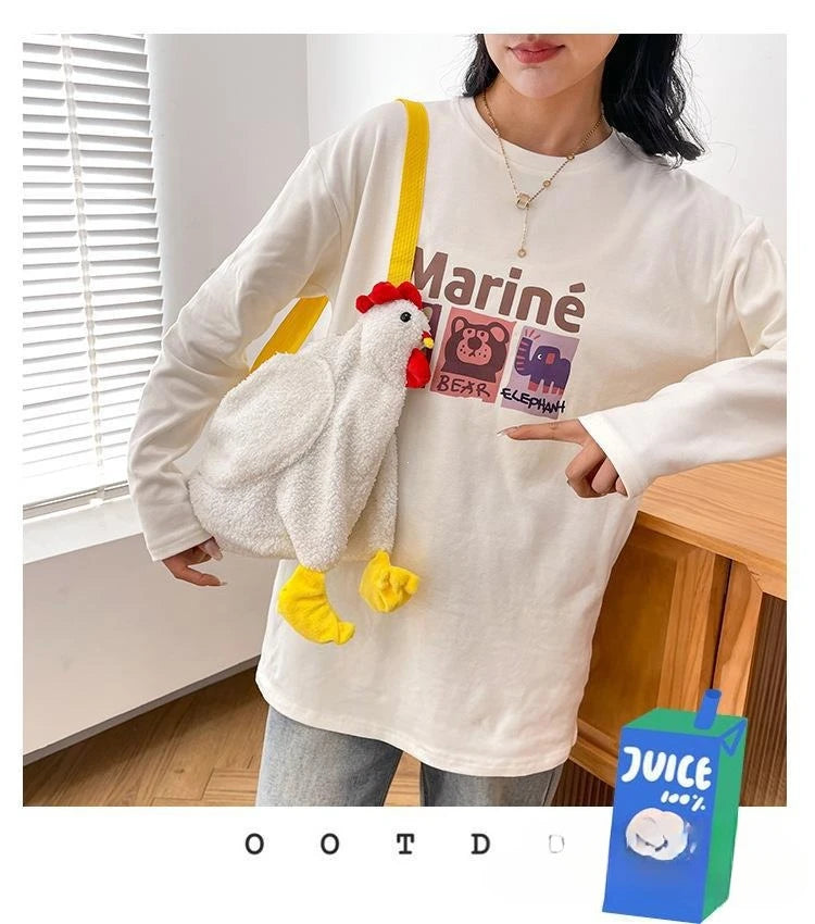 Chickens Shape Crossbody Purse | Cute Plush Handbag for Women