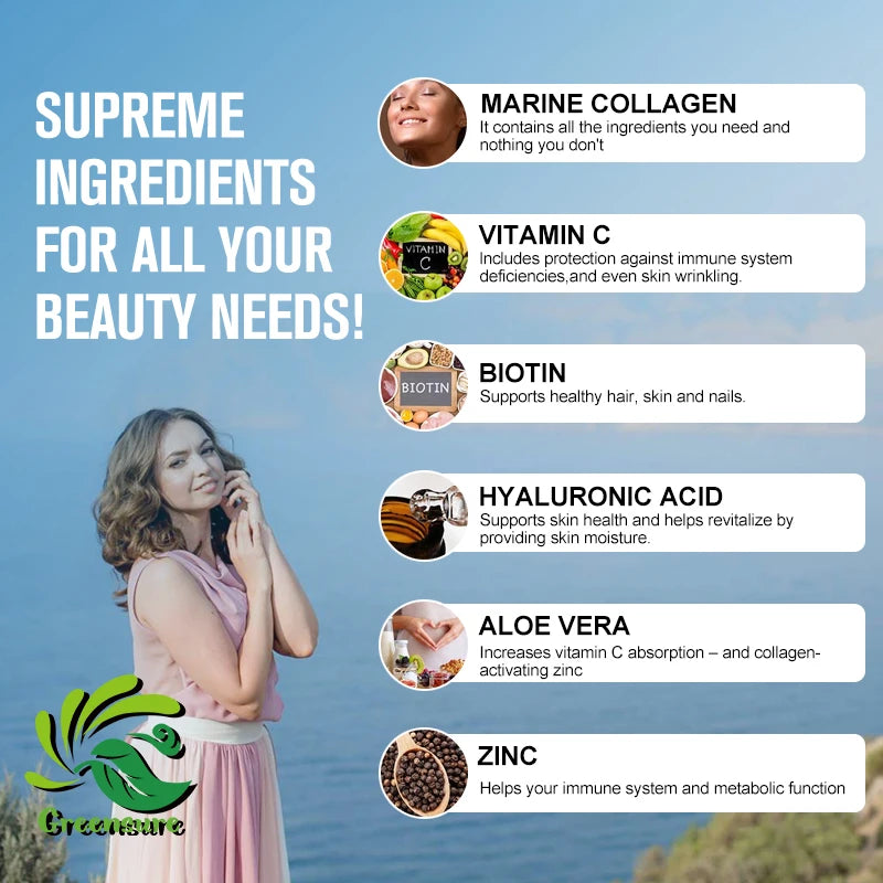 Marine Collagen Capsules for Healthy Joints, Hair, Skin & Nails