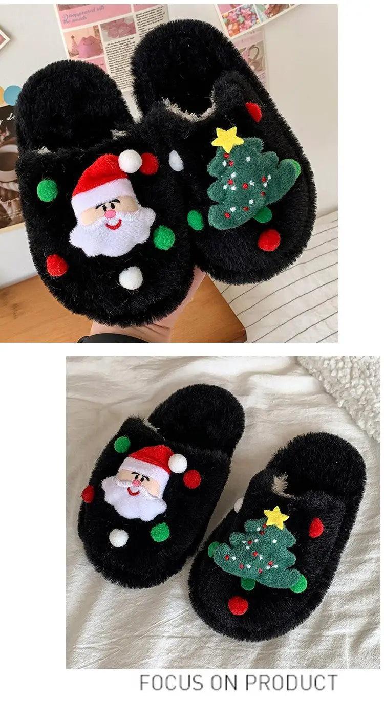 Christmas Kids Plush Slippers | Warm Cotton Indoor Shoes