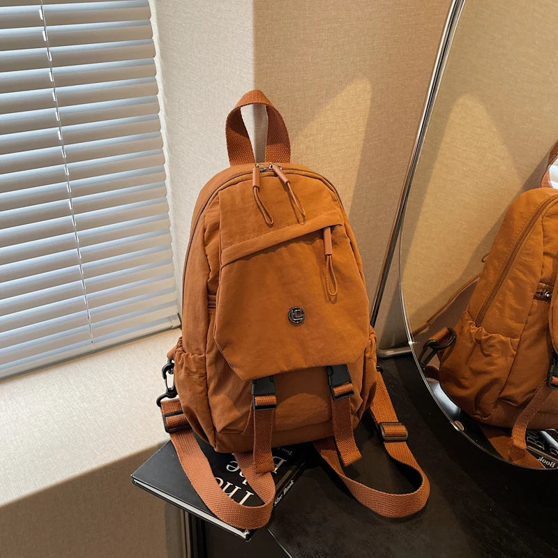 Versatile Solid Color Unisex Small Backpack | Large Capacity Design