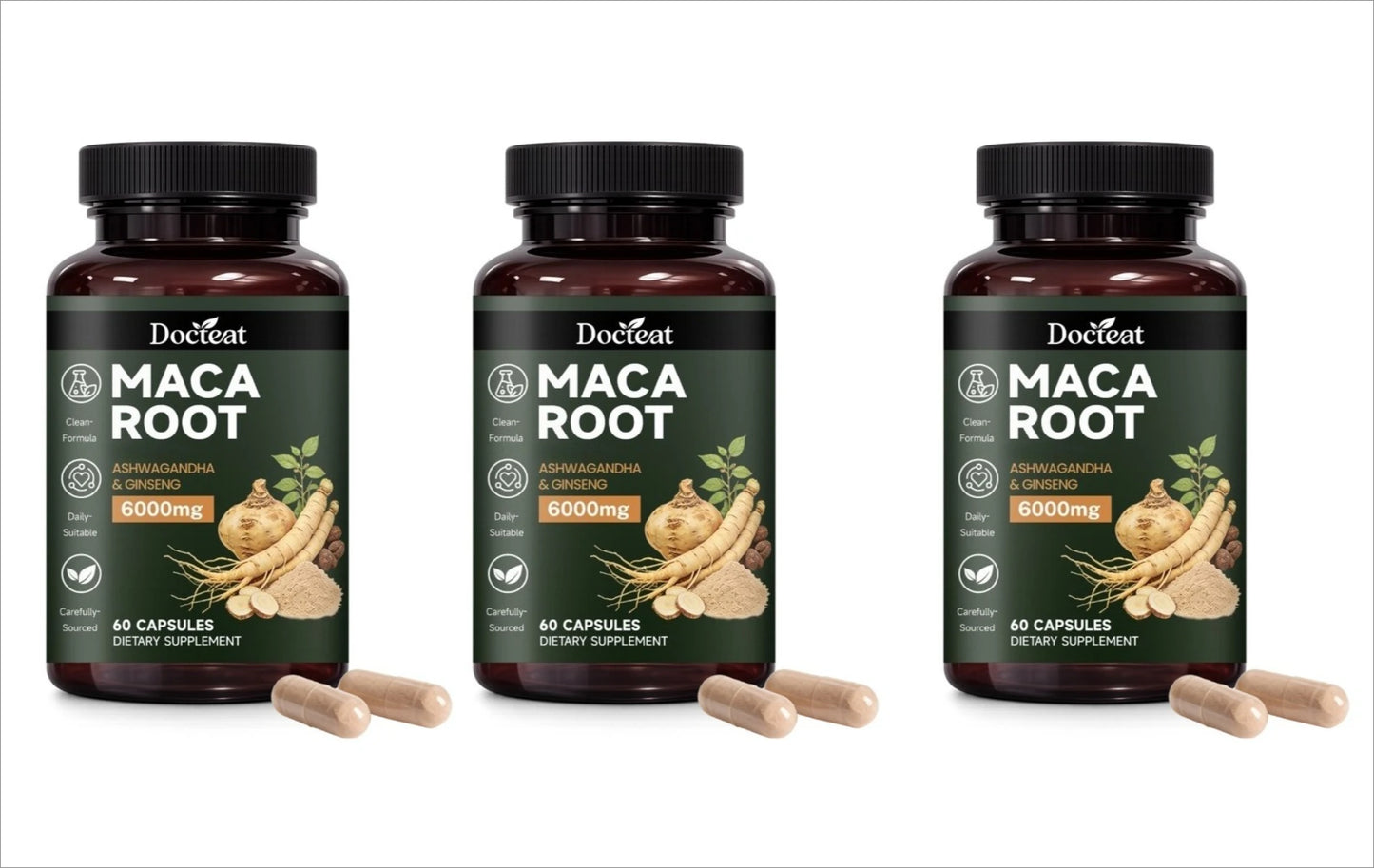 Maca Root Capsules 6000mg with Ashwagandha & Ginseng for Energy