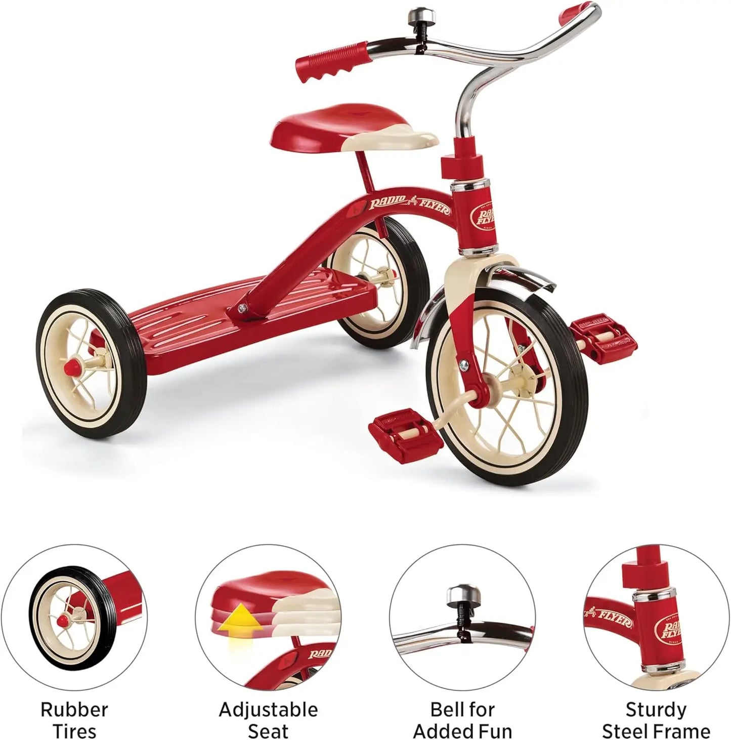 10 Inch Kids Tricycle | Durable Toddler Ride with Rubber Tires