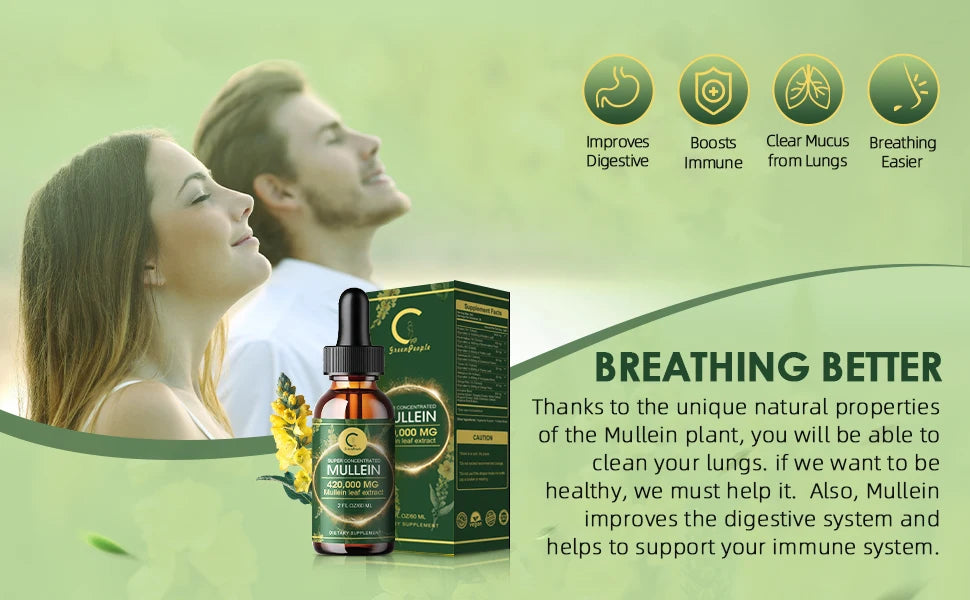 Natural Mullein Leaf Extract Drops | Cleanse & Support Lung Health