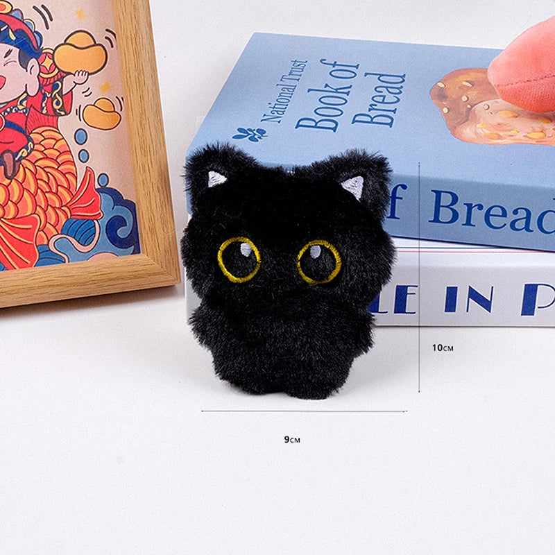 Cute Cartoon Black Cat Plush Keychain | Novelty Backpack Accessory