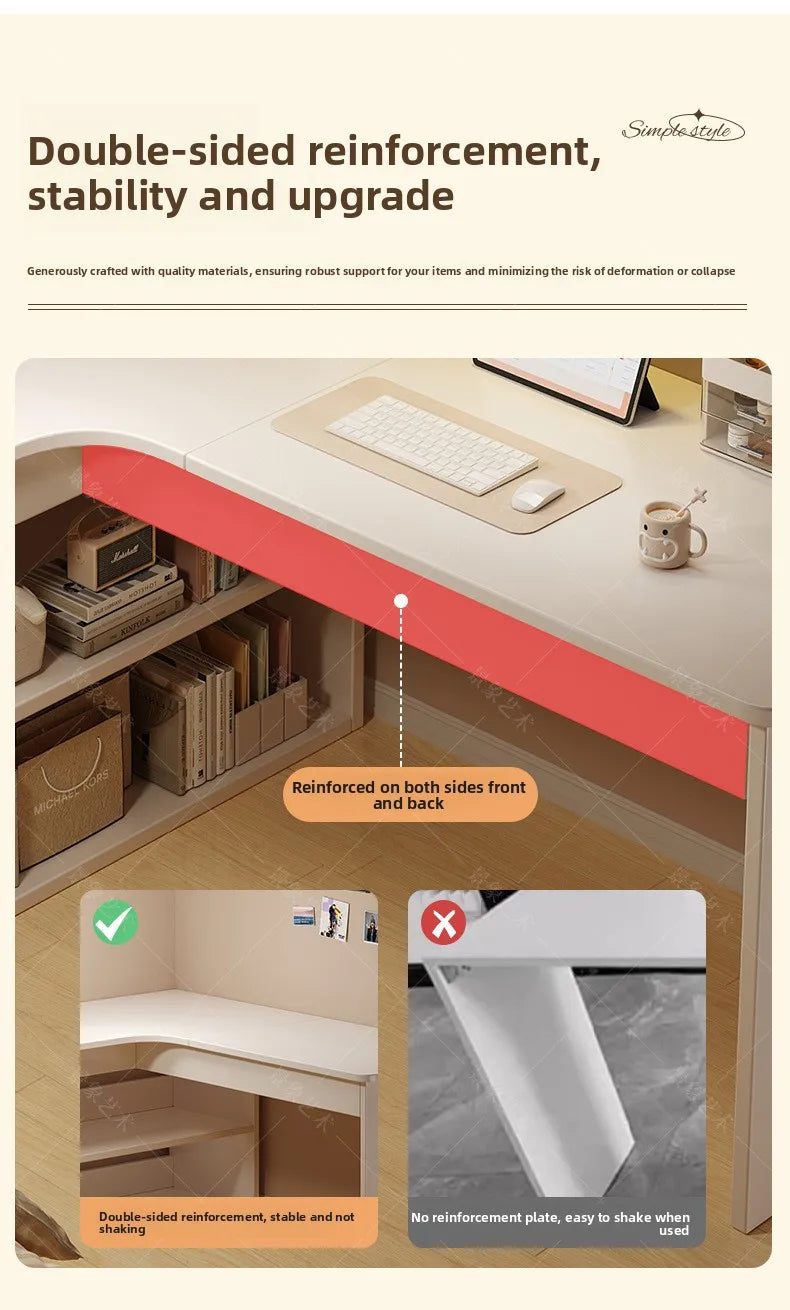 Versatile White Corner Computer Desk | Stylish Workstation & Bookshelf