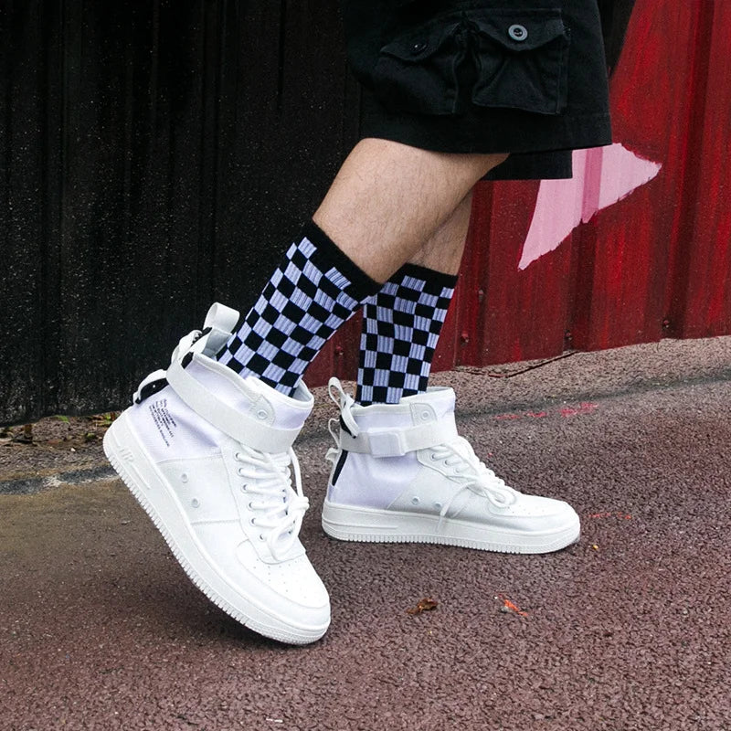 Men's Checkerboard Hip Hop Socks | Trendy Street Sports Accessories
