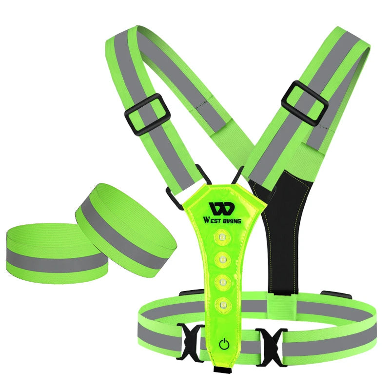 Reflective LED Light Safety Vest for Night Running & Cycling