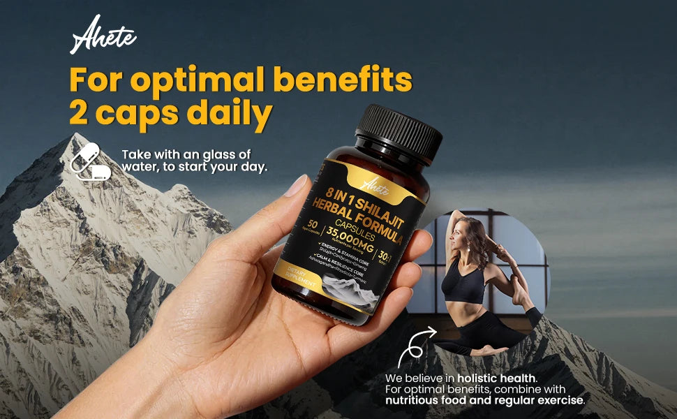 8-in-1 Himalayan Shilajit Capsules for Stress Relief & Vitality