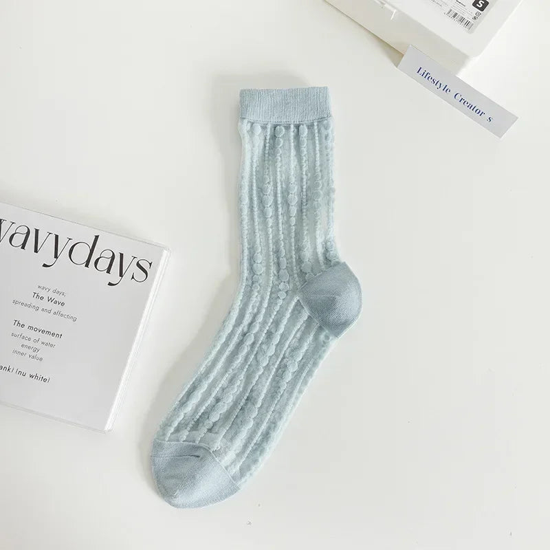 Cute Striped Kawaii Socks for Women | Ultra-Thin Summer Wear