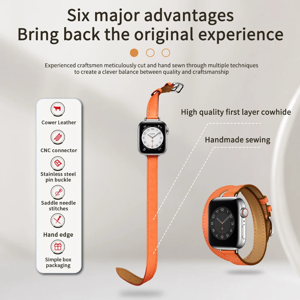 Stylish Double Tour Leather Watch Band for Women | 42mm & 41mm