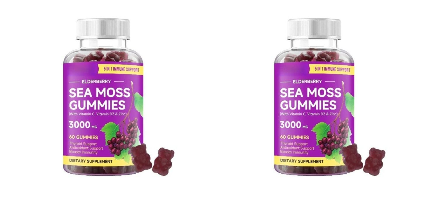 Elderberry Sea Moss Gummies with Vitamin C D3 & Zinc | Wellness Boost