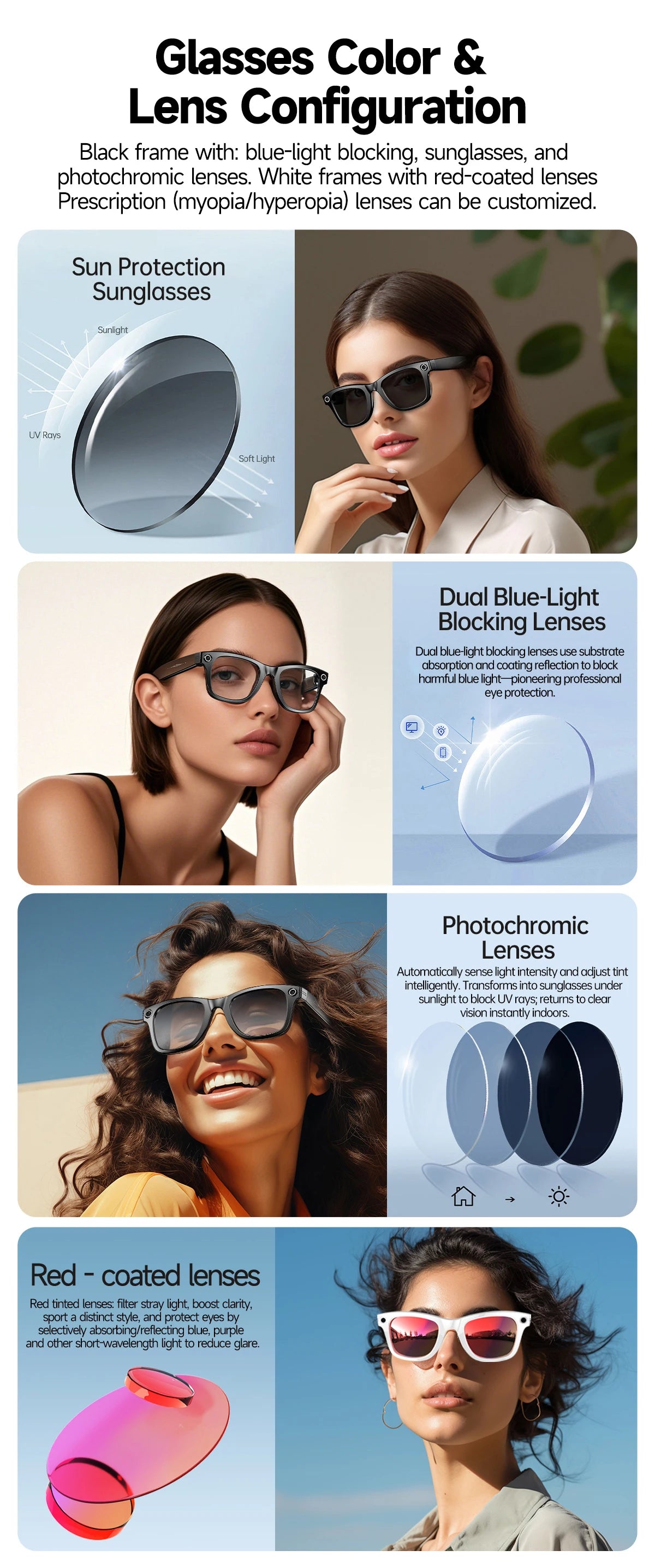 AI Smart Translation Glasses | 8MP Camera, Bluetooth & Voice Control