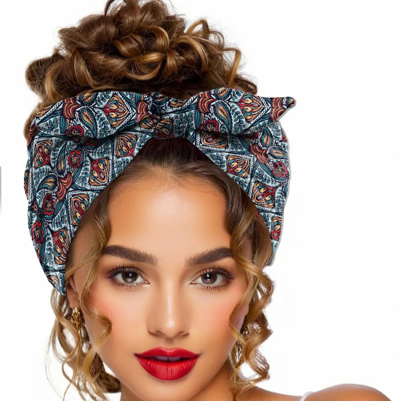 Bohemian Printed Rabbit Ear Elastic Headband | Stylish Accessory
