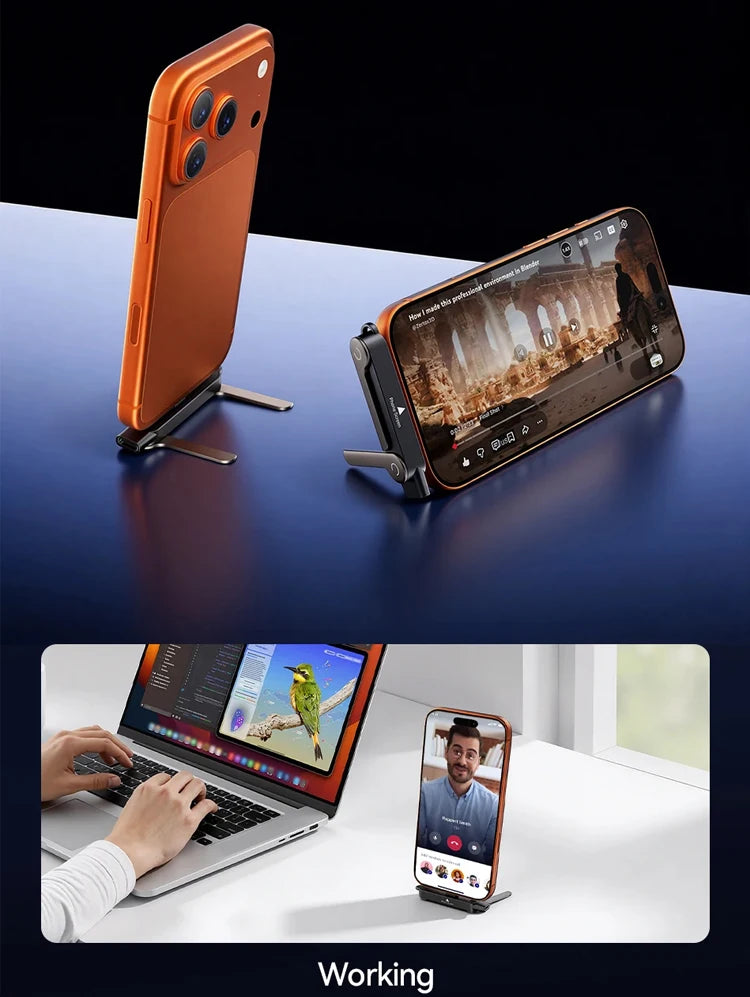 Type C Fast Charger with Foldable Phone Holder & Kickstand