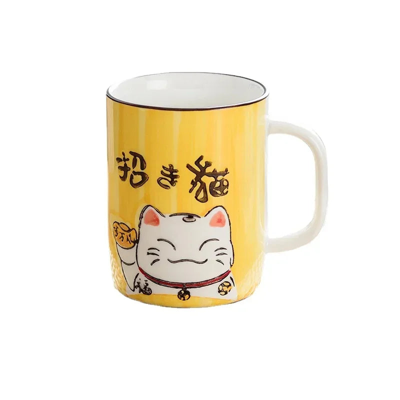 Taza de cerámica japonesa de gato de la suerte | Vajilla ecológica