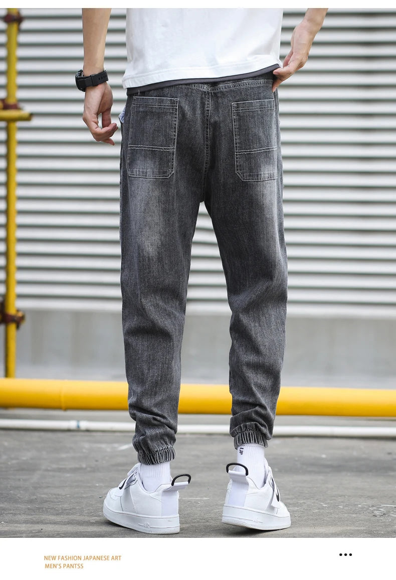 Men's Harem Denim Cargo Pants | Casual Streetwear Joggers