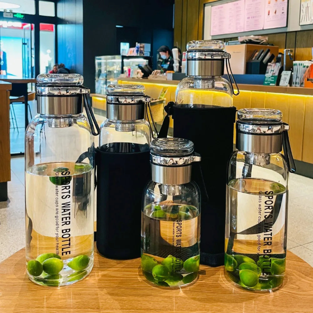 1L Large Capacity Glass Water Bottle | Portable Leakproof Drinkware