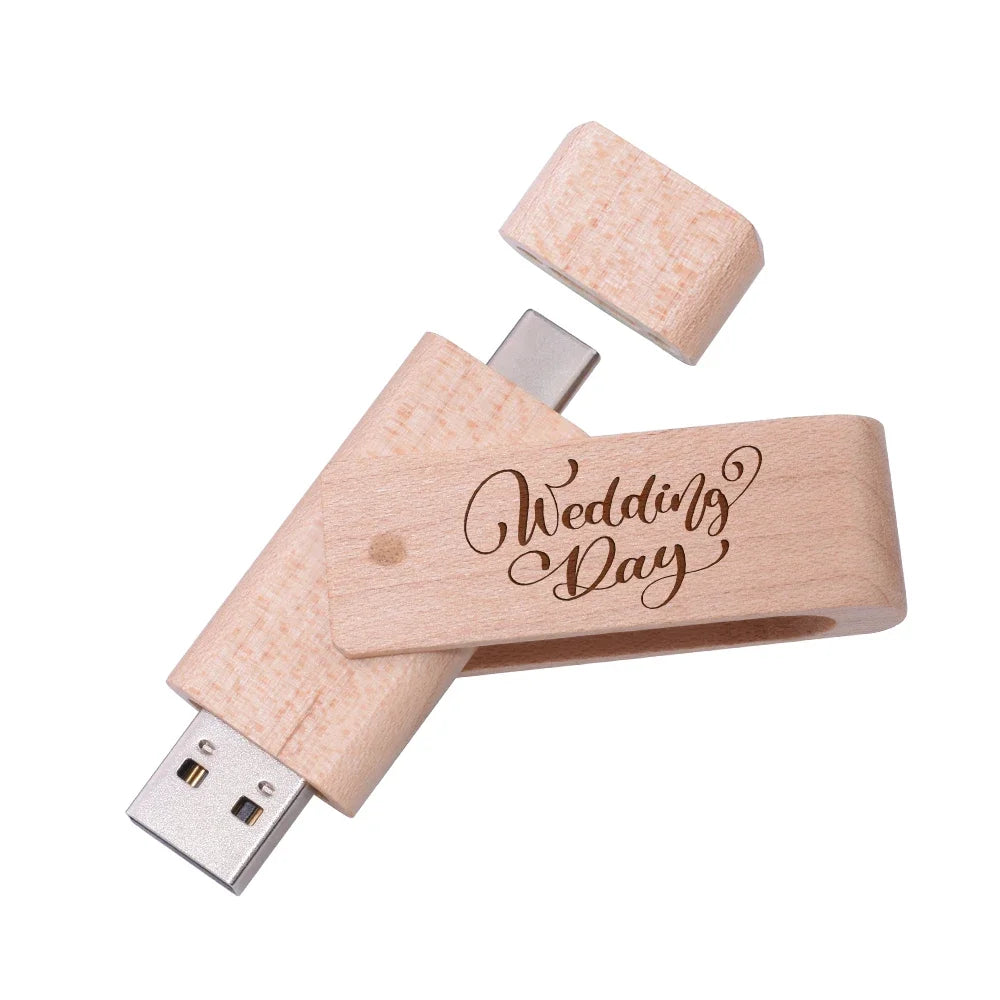 Wooden TYPE-C USB Flash Drive | Custom Logo Pendrive Gifts