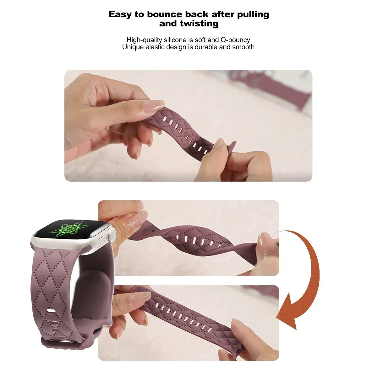 Stylish Engraved Silicone Watch Strap for Apple Watch