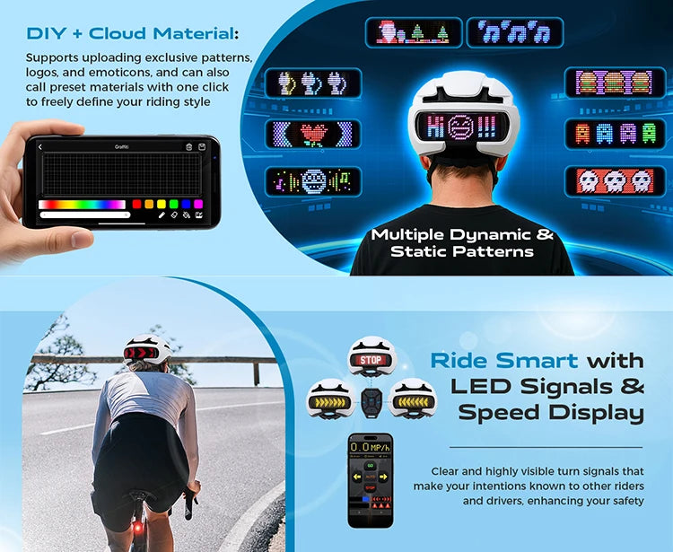 Adjustable Cycling Helmet with LED Display for All Riders