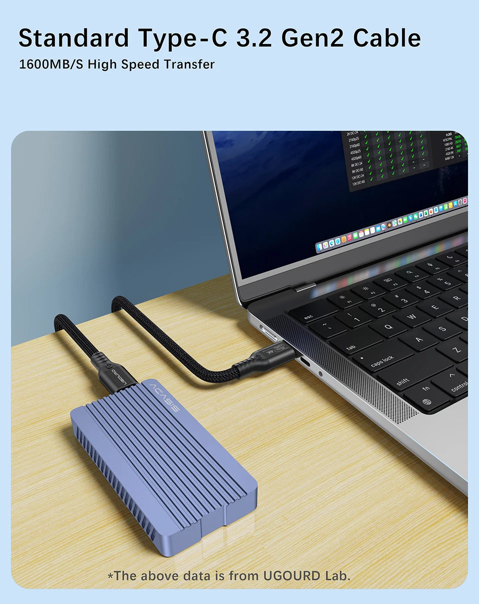 USB3.2 Gen2 Type C to Type C Cable | Fast 240W Charging Cord
