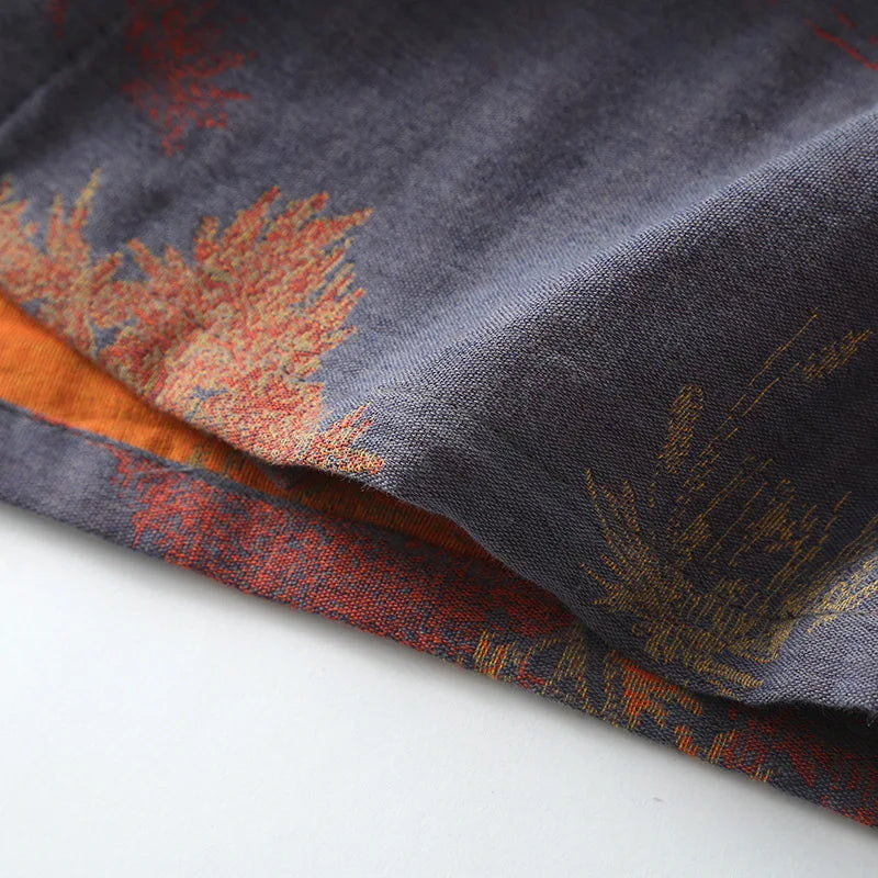 Roomwear Cotton Kimono Pajamas Men's Robes for Spring Jacquard Printed Home Clothing Medium Length Oversized Breathable Bathrobe