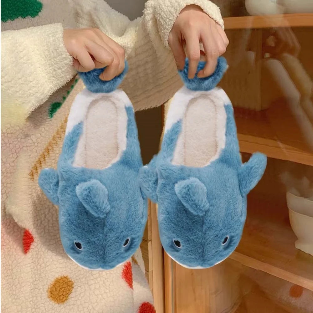 Unisex Fuzzy Sharky Slides | Adorable Whale Shark Slippers