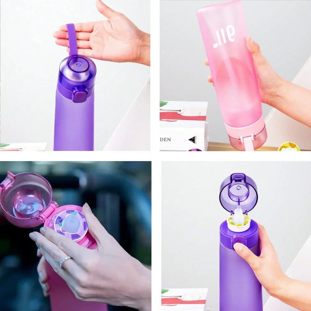 Portable Fruit-Scented Water Bottle with Flavor Pods for Sports